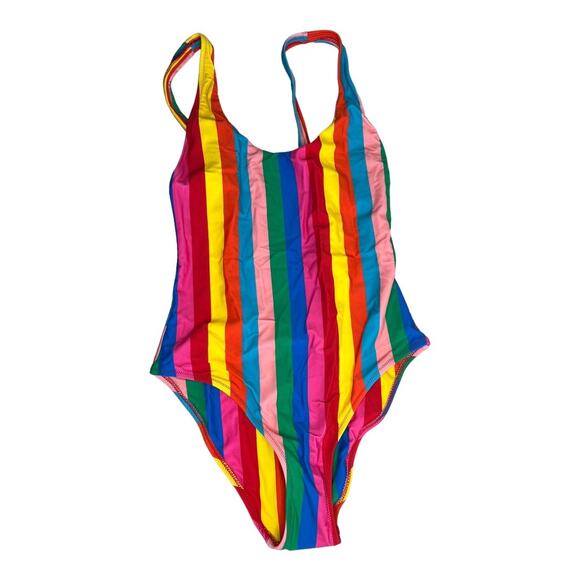 Mumu Mermaid Topanga rainbow stripe low back scoop one piece bikini Small NWOT - Picture 2 of 5